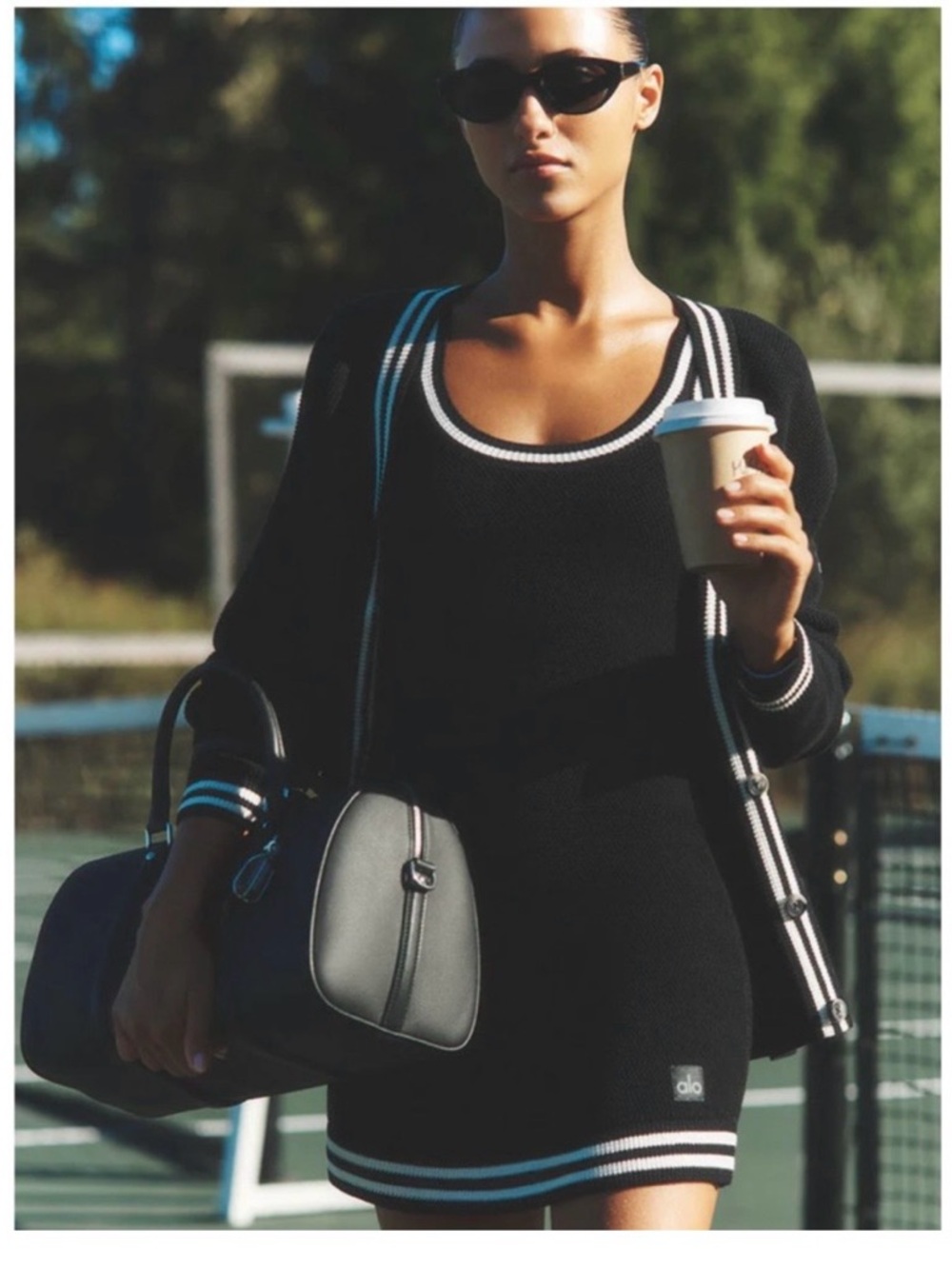 ALO Yoga Black Mini Dress with White Trim